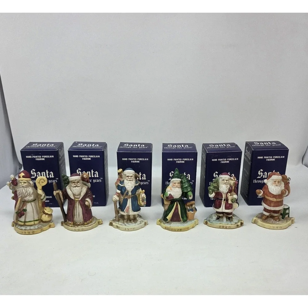6 Santa Claus Through the Years Figures Figurine Porcelain Holiday Collectibles